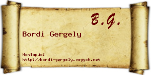 Bordi Gergely névjegykártya